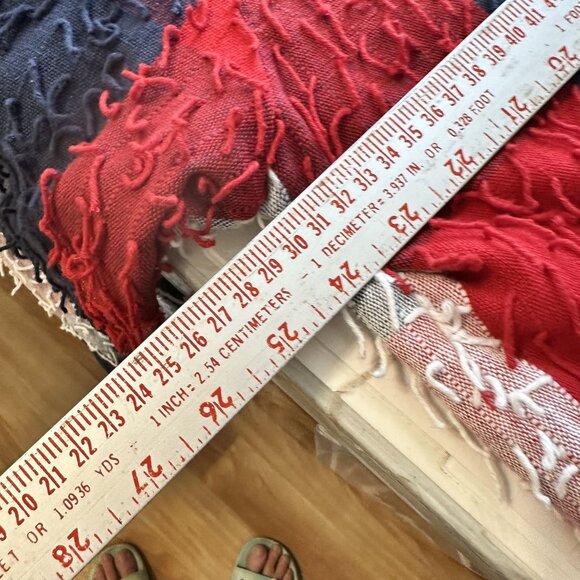 Keren Hart Womens Textured Shacket Red White Blue Plaid Button Up Shirt Cotton L - Picture 5 of 7